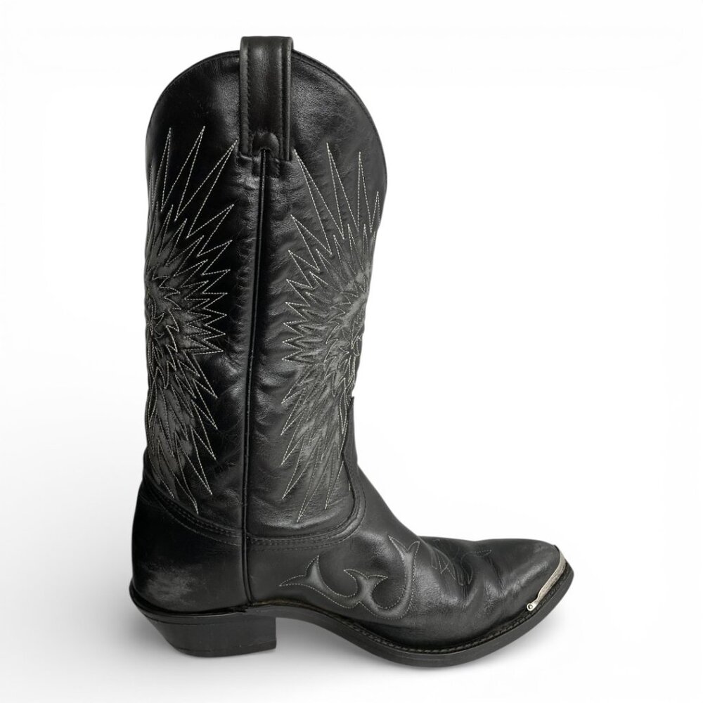 Canada West Black Buffalo Leather Western Cowboy Boots Indian Chief Men's 9.5 EE - Picture 9 of 16
